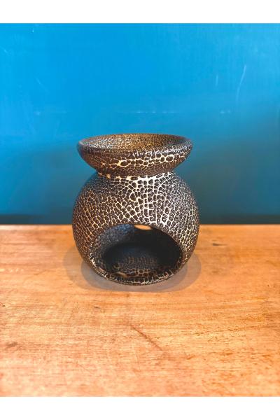 Ceramic Oil Burner - Black Spotted (OB-BL-D)
